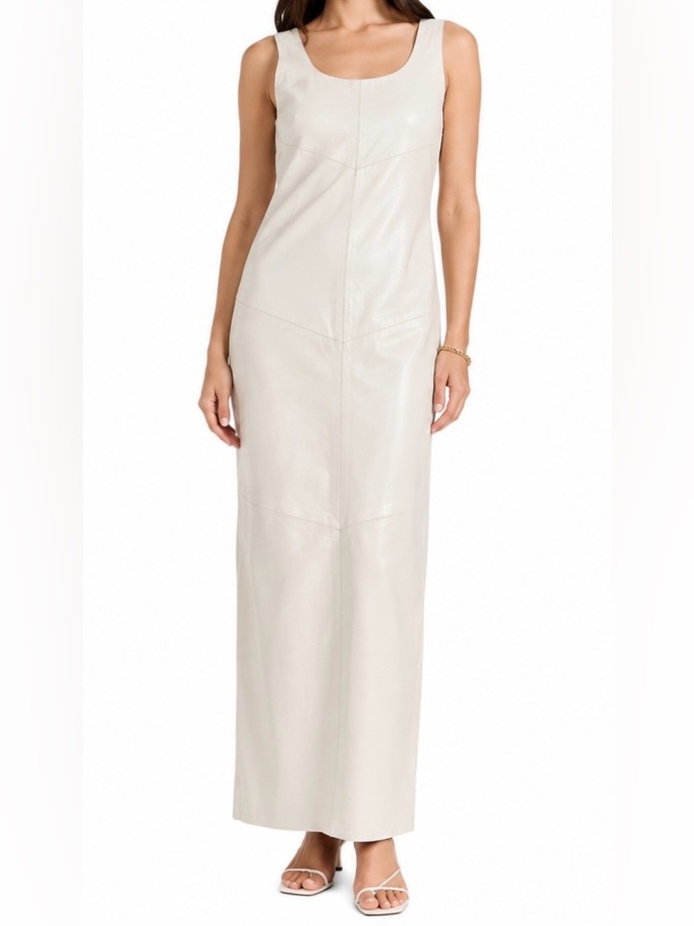 NWOT - Vintage White Genuine Leather Sleeveless Maxi Dress 1X